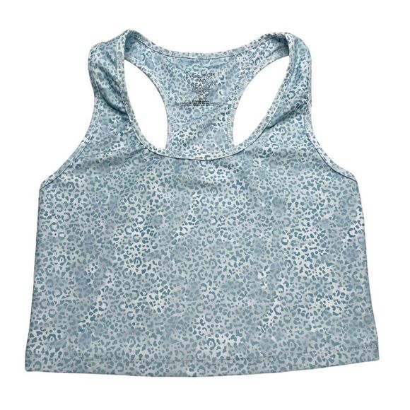 EVOLUTION AND CREATION Blue Cheetah Compression Crop Top - Picture 1 of 6